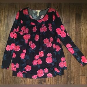 Matilda Jane Women’s Winter Bloom Rose Print Long Sleeve Tunic Top XS